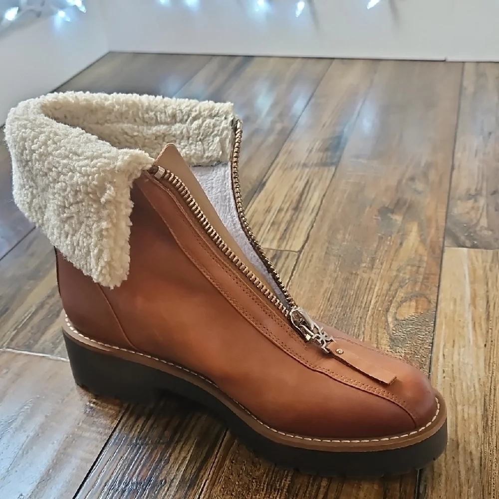 Sam Edelman Jacquie 2 Tan Shearling-Lined Zip‎ Boots